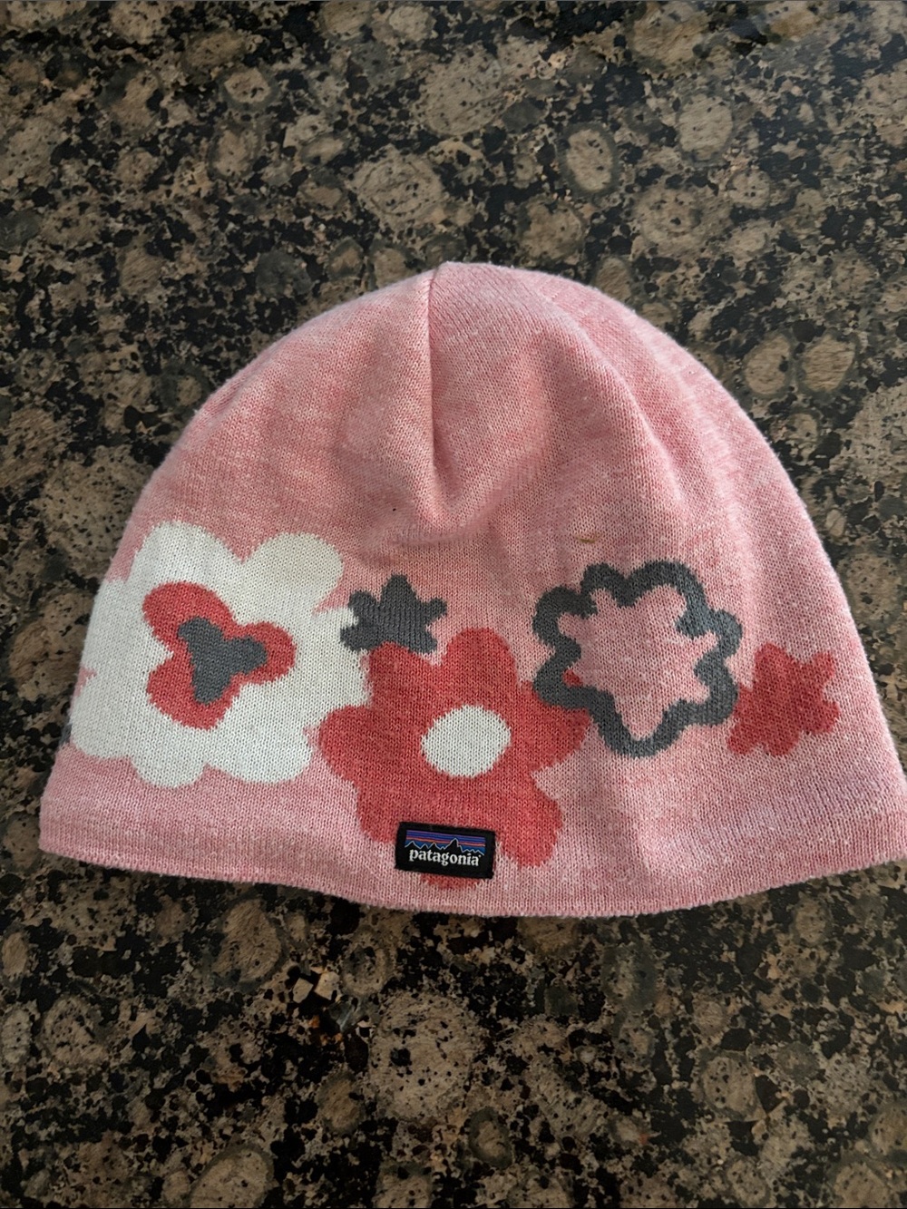 Patagonia Kids Pink Floral Knit Hat